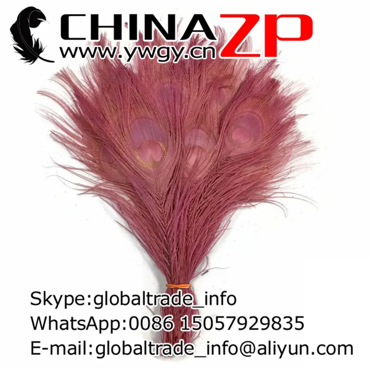 

CHINAZP Factory 25-30cm Length 500pcs/lot Full Eye Dyed Taupe Natural Peacock Feathers DIY Decorations