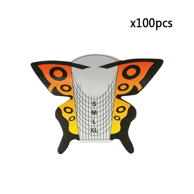 100pcsM23413 MEET ACROSS100pc акриловые формы для ногтей, кривой лак, гель, французский стильный наконечник, наклейка для наращивания ногтей, лоток для бумаги, направляющая Форма для ногтей - Цвет: 100pcsM23413