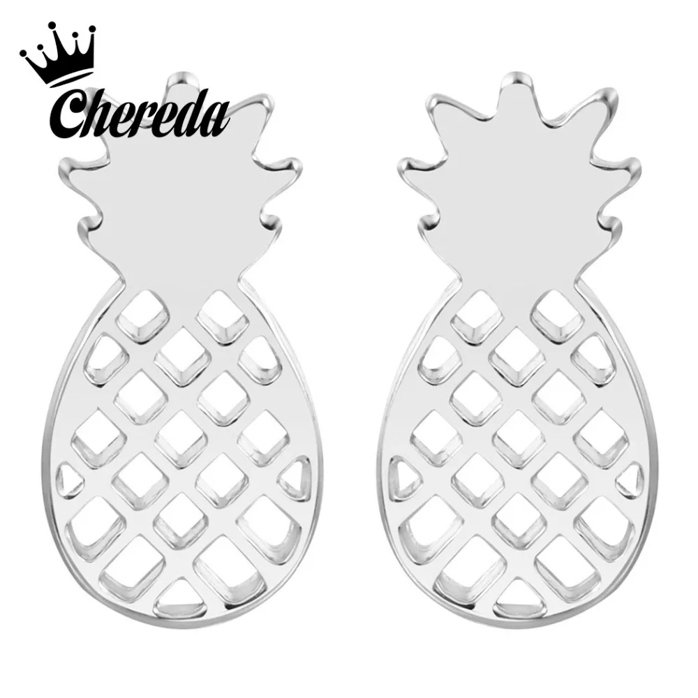 Chereda Simple Pineapple Stud Earrings Party Engagement Elegant Jewelry Cute Lovely Women Girl Accessories | Украшения и
