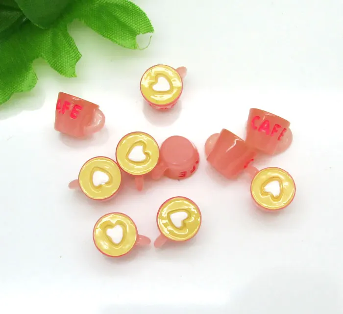 

20 шт., розовая кофейная чашка для бутылок, украшения из смолы, кабошоны для скрапбукинга, аксессуары для украшения DIY, кнопки