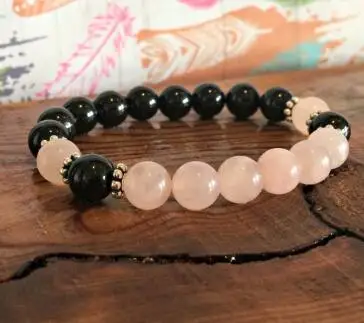 17 дизайн черный розовый Кристальный браслет наручные бусины Mala безусловная