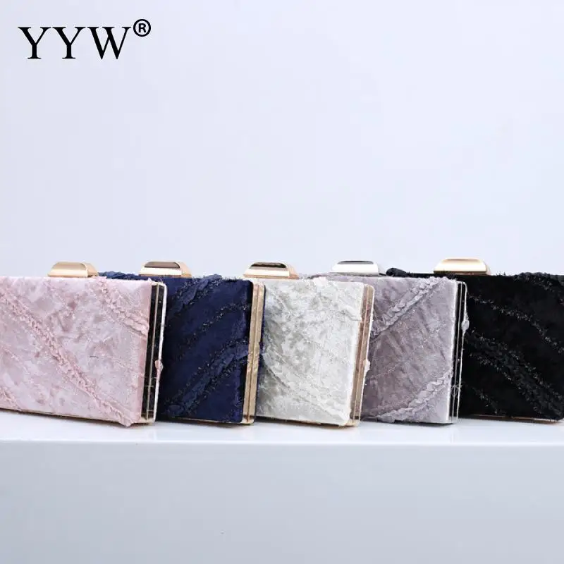 YYW синяя велюровая женская сумка Свадебный клатч 2019 винтажная Сумка для вечерние