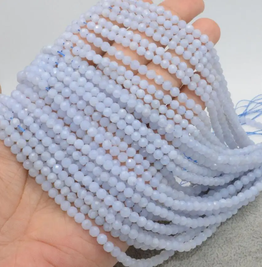 Blue Lace Agate Натуральная бирюза Хубэй/хризопраз/Малахит/лазурит граненые круглые бусины 4 мм-4,5 мм - Цвет: Blue Lace Agate
