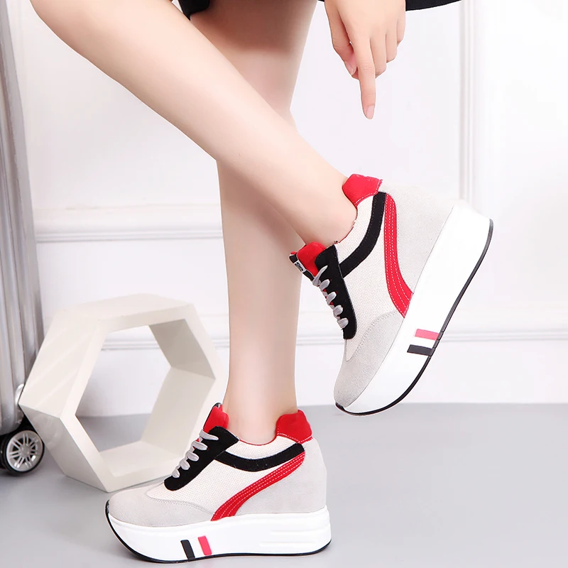 2018 женская повседневная обувь на платформе 8 см со скрытым каблуком Женские