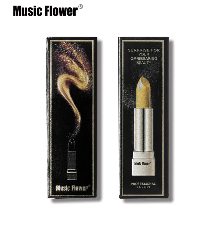 Music Flower Золотой Мерцающая губная помада, Длительное Действие, воды-доказательство металлический увлажняющий Для женщин инструменты для макияжа