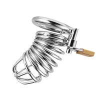 male stainless steel chastity device belt bird metal cage cock lock restraint ring sex toy for men