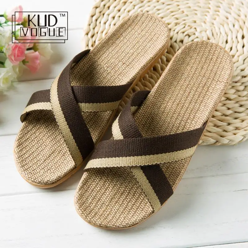 Летние 20 видов цветов домашние тапочки из льна мужские пляжные вьетнамки