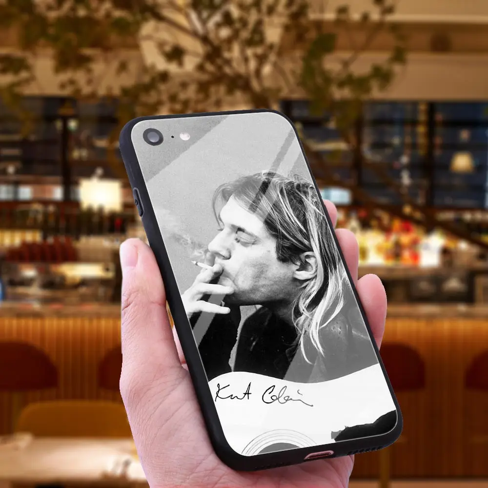 Чехол для телефона WEBBEDEPP Nirvana Kurt Cobain из закаленного стекла Apple iPhone Xr Xs Max X или 10 8 7 6 6S