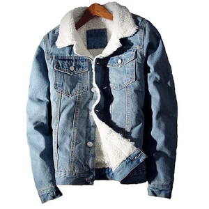 Новинка зимы 2020, модная мужская эксклюзивная Вельветовая теплая синяя Повседневная джинсовая куртка, мужские высококачественные приталенные джинсовые пальто из овечьей шерсти