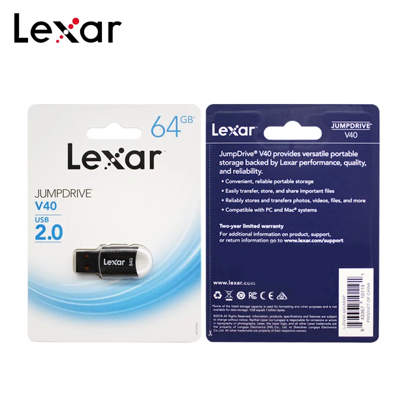 

Original Lexar Jumpdrive V40 USB Flash Drive 32GB 16GB USB 2.0 Mini Portable USB Pendrive Memory Stick For Files Storing