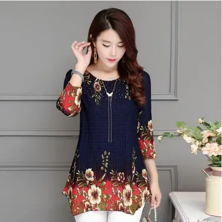 2019 модные сезон: весна–лето три четверти Тонкий цветочный длинная рубашка