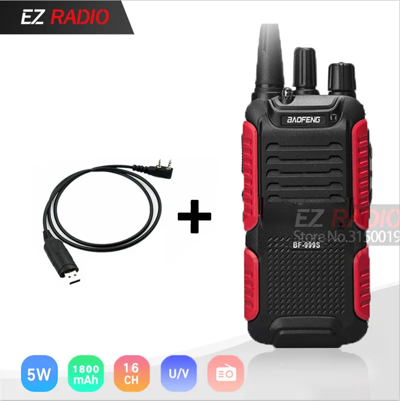 Горячая Baofeng bf-999s плюс Walkies Uhf группа военный уровень двухстороннее радио танскивер для безопасности, отеля, ветчины BF999s обновление bf888s - Цвет: Add Program. Cable