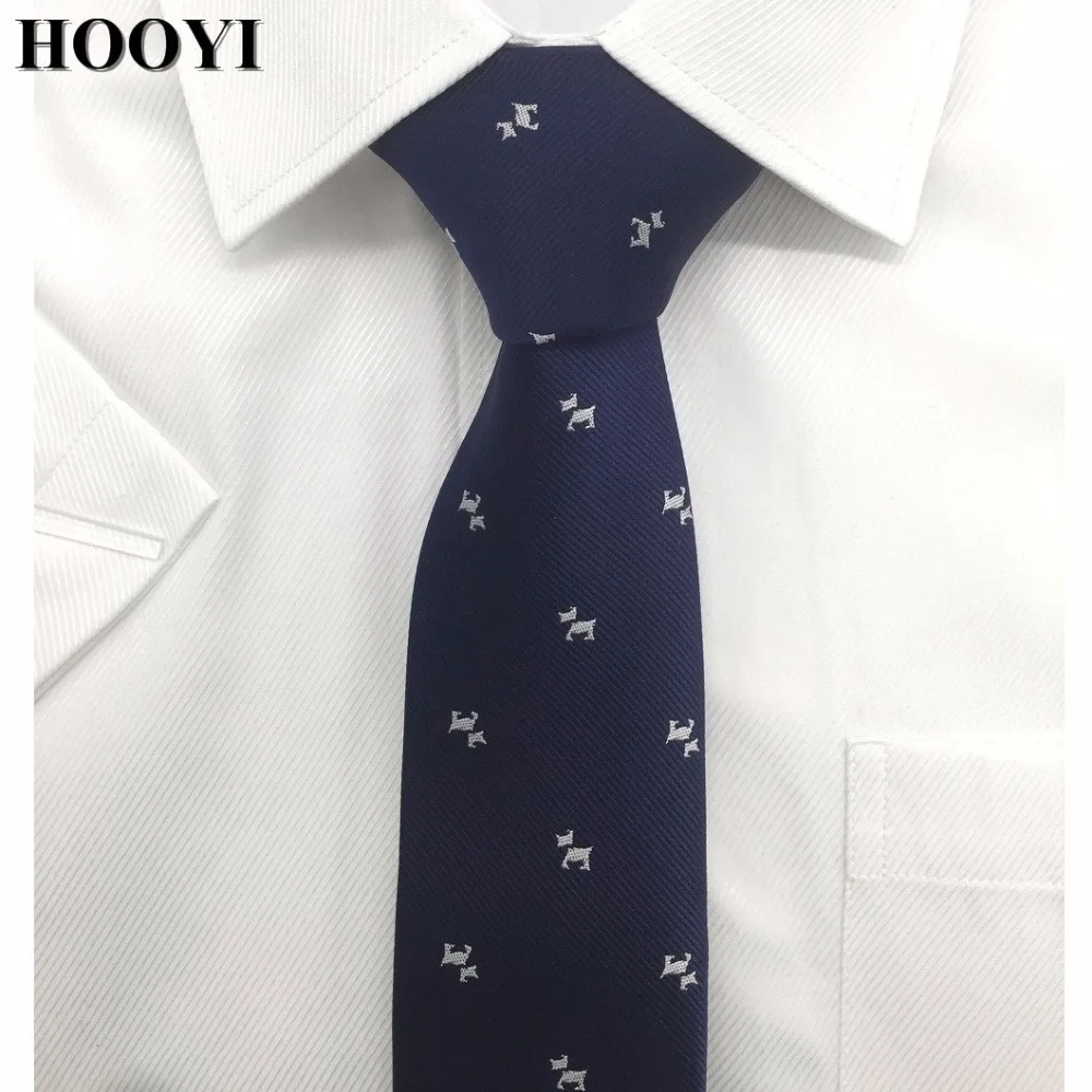 HOOYI Dog Pattern Skinny Ties For Men Fashion Party Black Necktie Cartoon Gift | Аксессуары для одежды