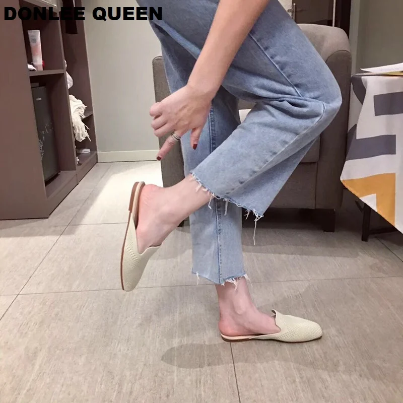 DONLEE QUEEN/женские шлёпанцы без шнуровки; повседневные шлёпанцы; Качественная дышащая обувь с сеткой; удобная обувь на плоской подошве; сезон весна-лето; обувь для отдыха; Mujer
