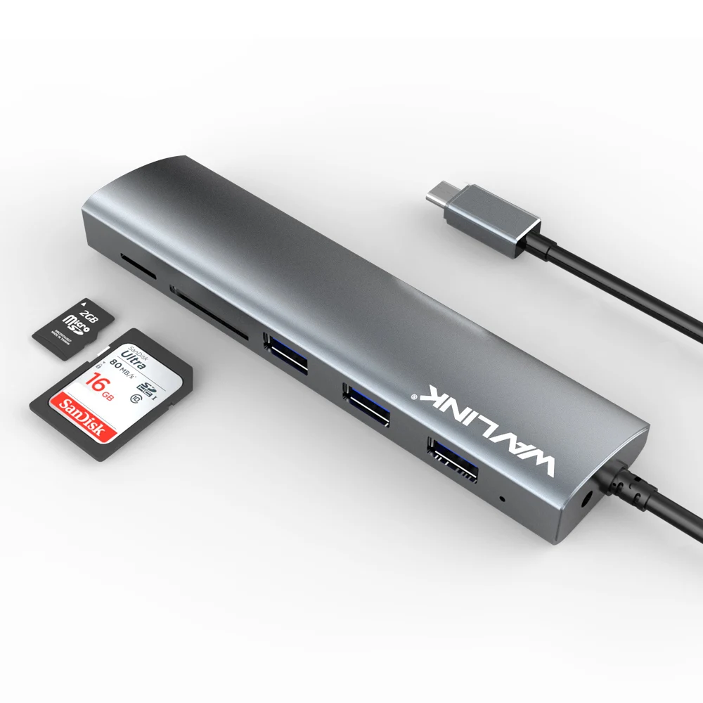 Wavlink USB C концентратор Алюминиевый 3 0 типа адаптер с портами SD/Micro SD TF кардридер для
