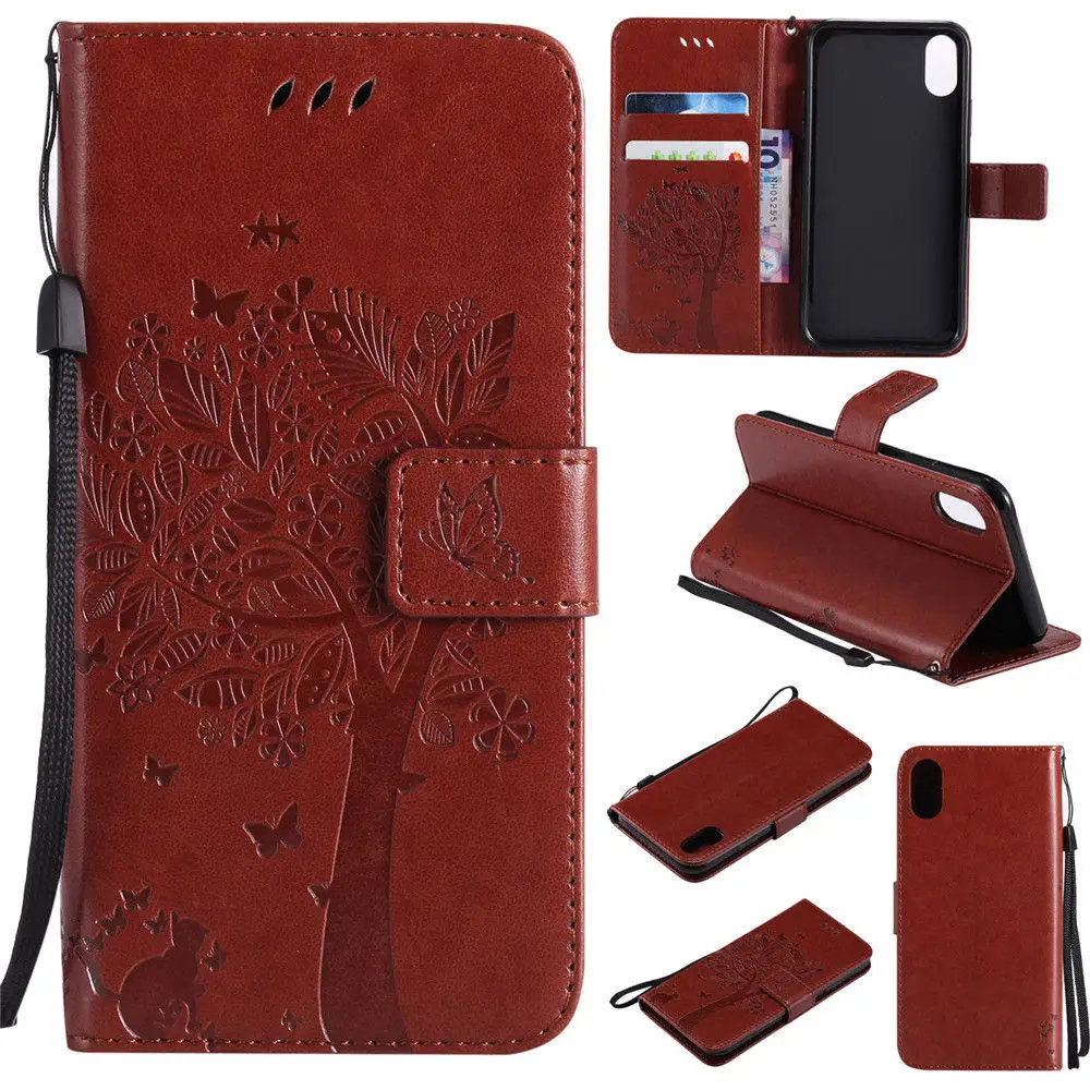 Coffee-Tree Кожаный бумажник-книжка чехол для iPhone X XS MAX XR 6 7 8 Plus 7 P 8 P 5 5S SE карта Solt Телефон чехол для iPhone X 7 8 7+ 5s 6s Funda - Цвет: Coffee-Tree
