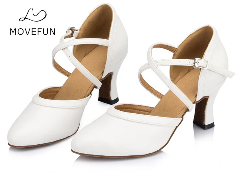 Movefun/белая Высококачественная свадебная обувь для танцев с закрытым носком