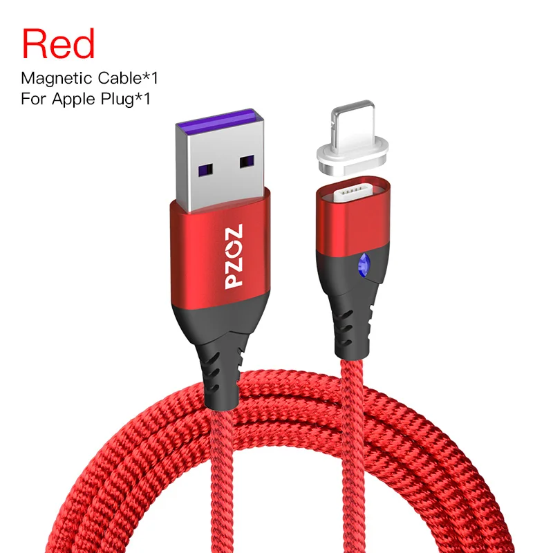 PZOZ микро USB C Магнитный кабель 5А супер быстрая зарядка телефона тип-c магнитное зарядное устройство Microusb для iPhone samsung Galaxy S10 huawei - Цвет: 1m Red For iPhone