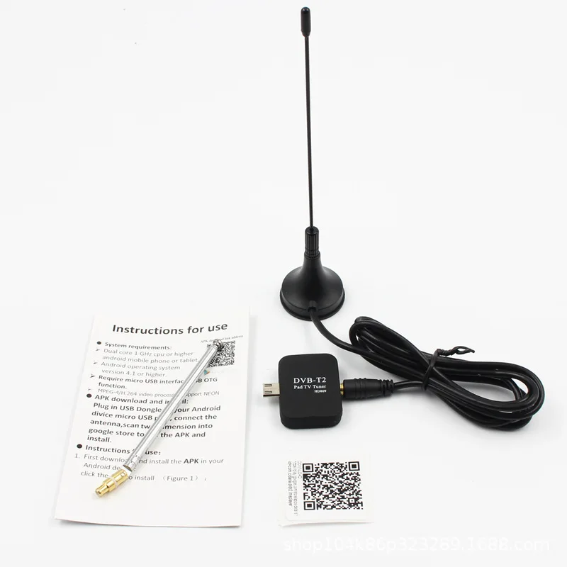 ТВ антенна DVB-T2 ТВ приемник Цифровой микро USB тюнер для Android Pad с OTG DVB T2 DVB-T PAD HD TV Stick с двойной антенной