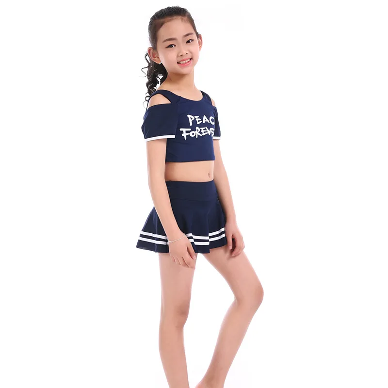 Navy Blue Новые летние поп купальники для девочек Дети Купальники Дети Двойка купальник с юбкой для девочек бикини пляжная одежда Купальные костюмы - Цвет: Navy Blue
