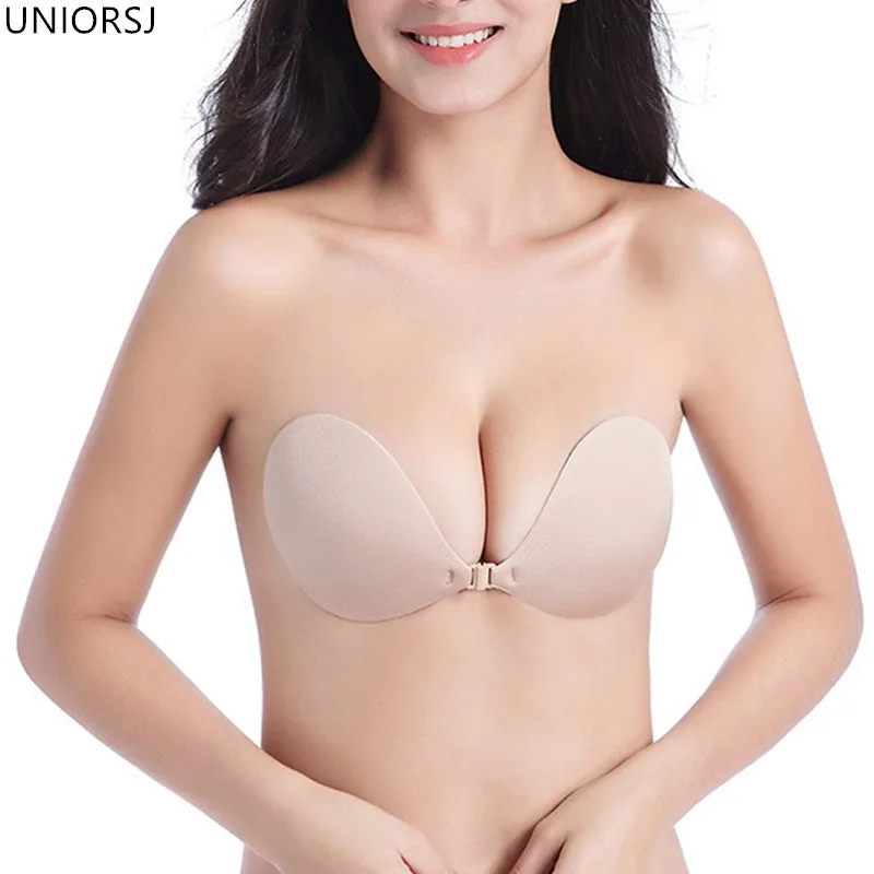 1 шт. Черный/Бежевый женский Сексуальный Невидимый силиконовый бюстгальтер без
