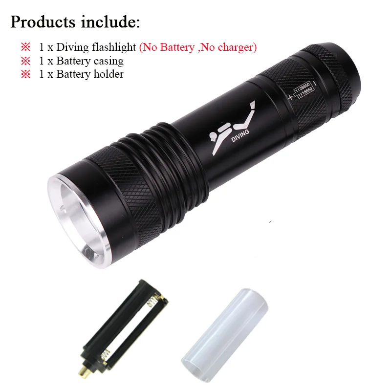 Dive Torch A1 Двойной фитиль Дайвинг фонарик xml t6 светодиодный налобный фонарь подводный светильник 18650 26650 батарея перезаряжаемый головной светильник УФ-лампы - Испускаемый цвет: Dive Torch A1