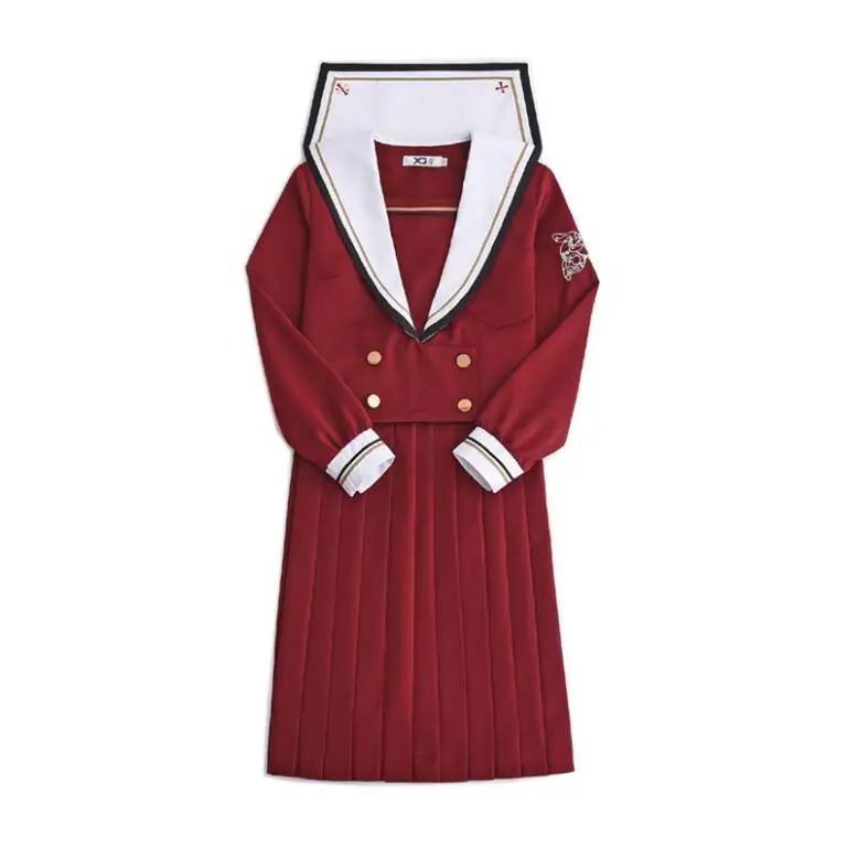 Ветрозащитный костюм для колледжа японская красная Униформа с сердечком и юбкой