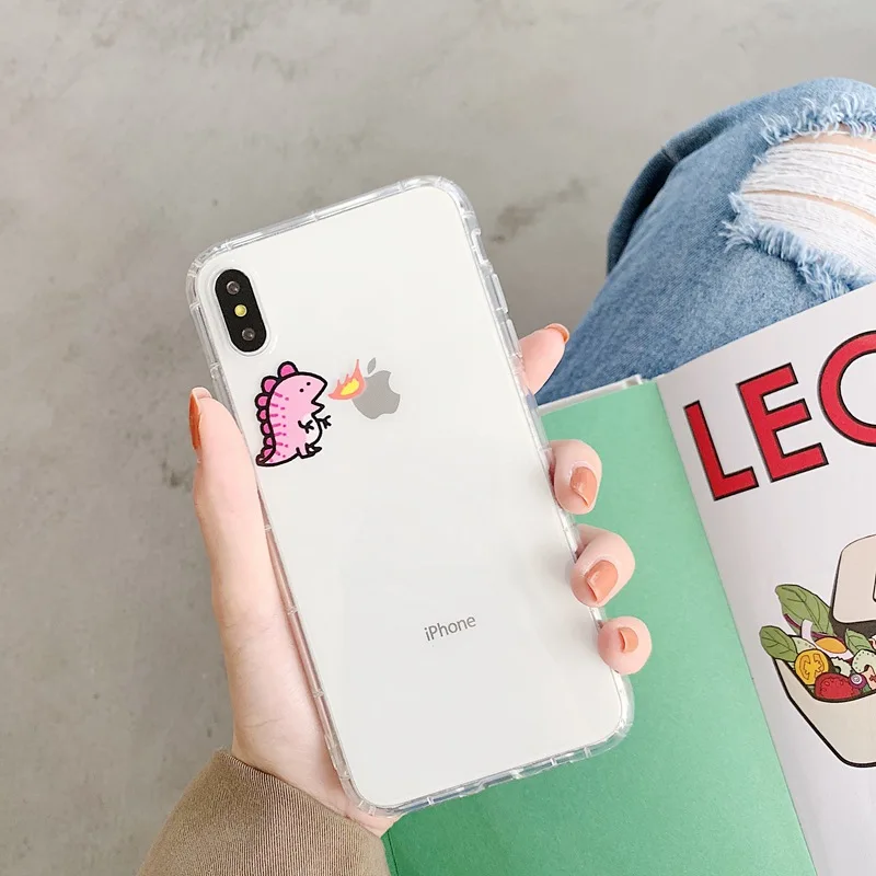 STROLLIFE Cute Couples Dinosaur Phone Case for IPhoneXS Max XR Lovely Cartoon Cover IPhone 6 X 7 8 Plus Soft Clear TPU Shell |