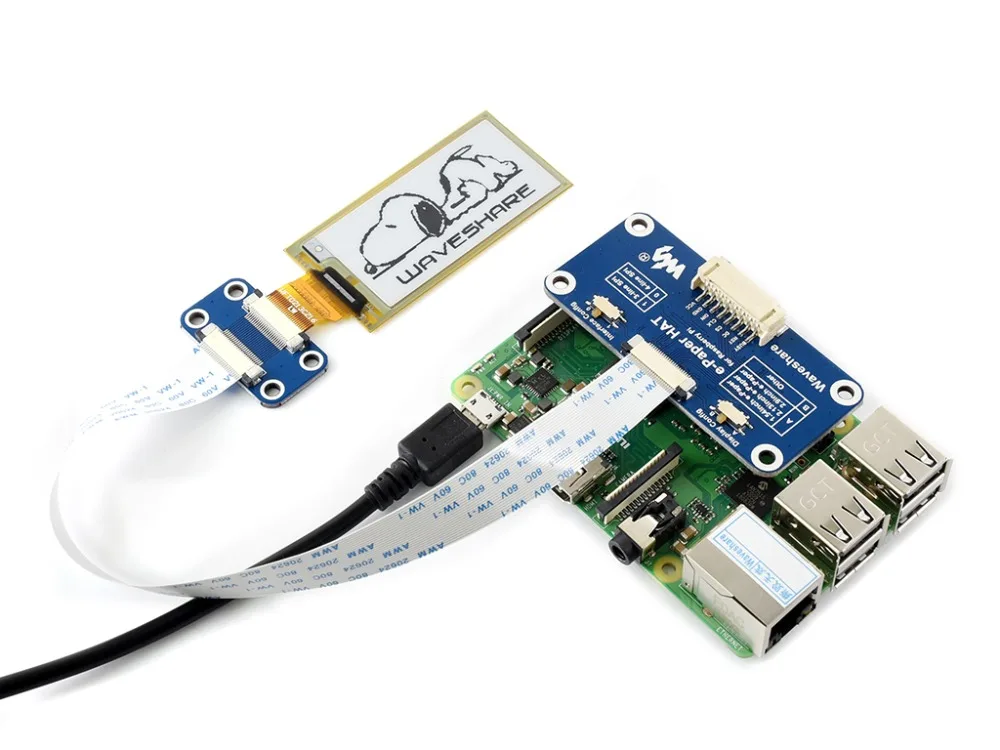 Waveshare 212x104 2 13 дюймовая Гибкая шляпа для E-Ink display Raspberry Pi(2B/3B/Zero W). Два цвета: черный