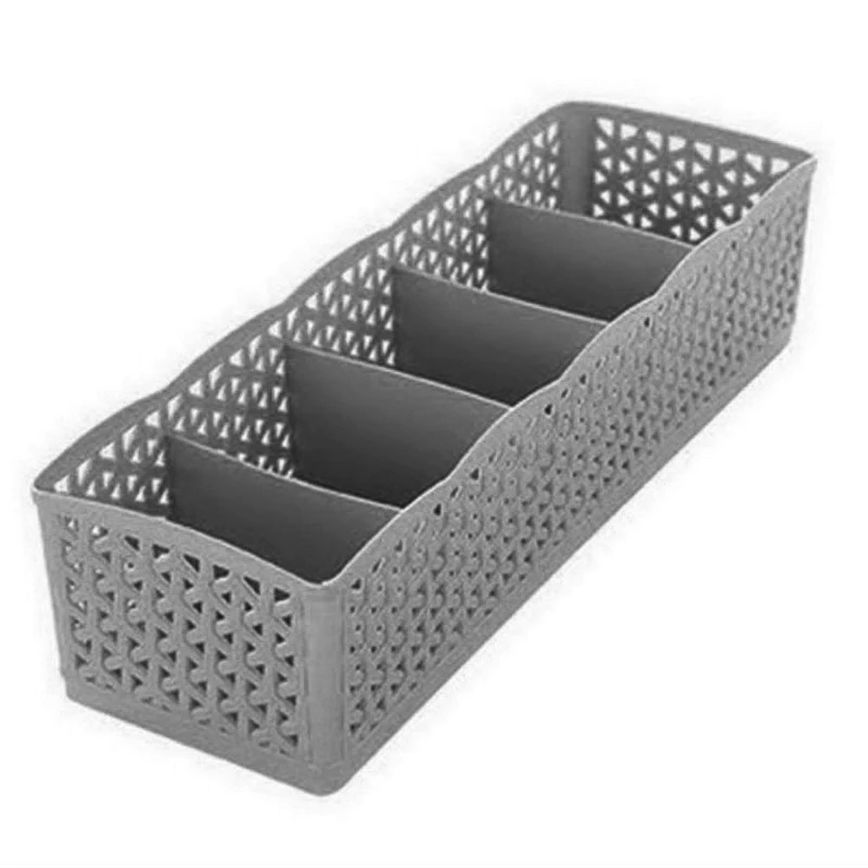 26x8x6.5cm gray 1 шт. 5 сеток пластиковая коробка для хранения макияжа Носки Бюстгальтер Нижнее белье Органайзер коробка для хранения в шкафу органайзер для домашнего офиса Настольные мелочи - Цвет: 26x8x6.5cm gray