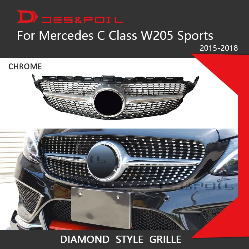 Алмазная решетка для Mercedes Benz C Class W205 автомобильный передний бампер гоночный