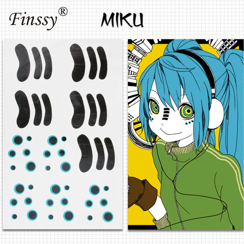 MIKU Anime Hatsune D.VA Sasuke Luka Zombie Scar Cosplay Tattoo Trafalgar Law Nami Sticker Gaara Sasuke Fairy Tail Tattoo - Color: MIKU
