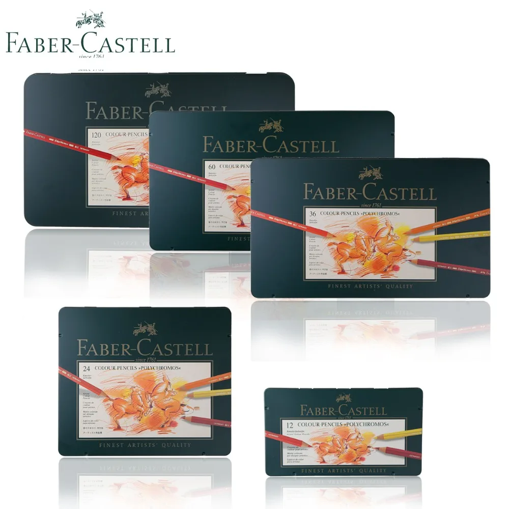 

Lapices De Faber Castell Colour Pencil Polychromos Tin of 12 24 36 60 120 Finest Artists Quality Oil Colored Pastille Pencils