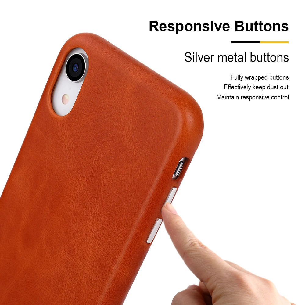 Jisoncase Чехол для телефона для iPhone XR кожаный чехол для iPhone XR 6,1 дюймов Роскошный чехол для телефона с металлической кнопкой Высокое качество Новинка