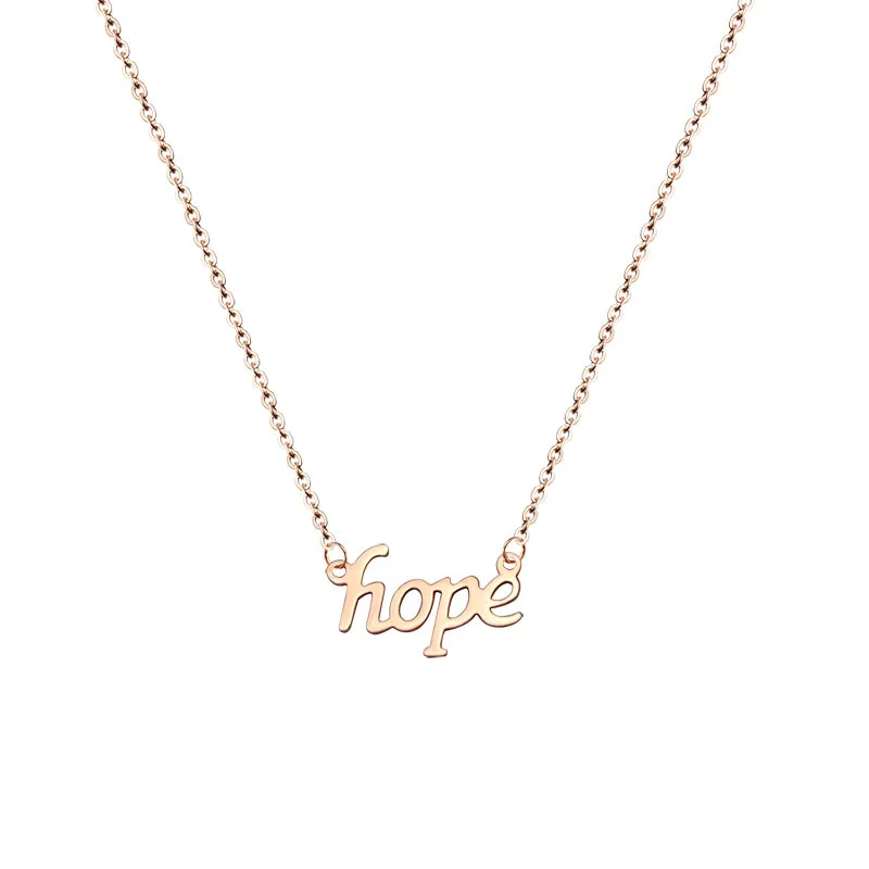 

Hot Sale "Hope" Gold Color / Rose Gold Color Titanium Steel Necklaces