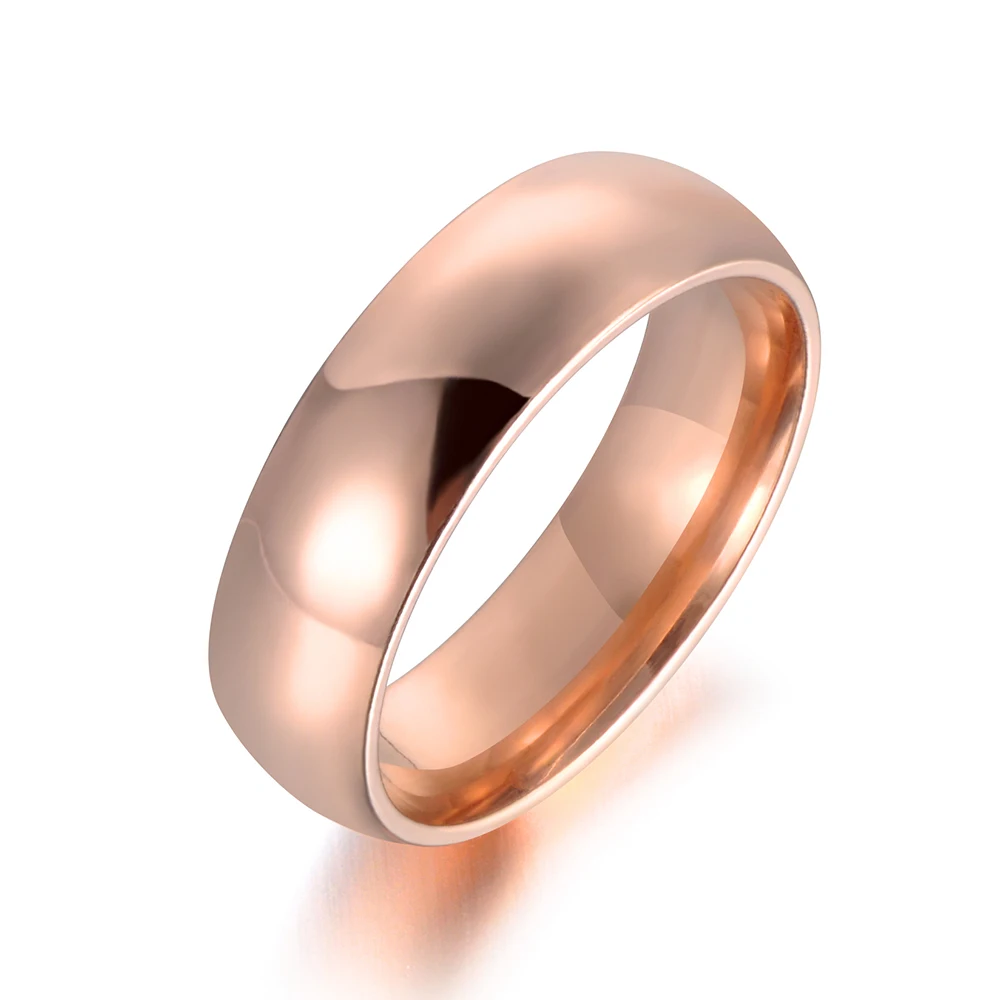 Rose Gold YiKLN трендовые кольца из нержавеющей стали розового золота/серебра/золота антиаллергенные гладкие Свадебные Кольца для пар ювелирные изделия для мужчин и женщин R18115 - Цвет основного камня: Rose Gold