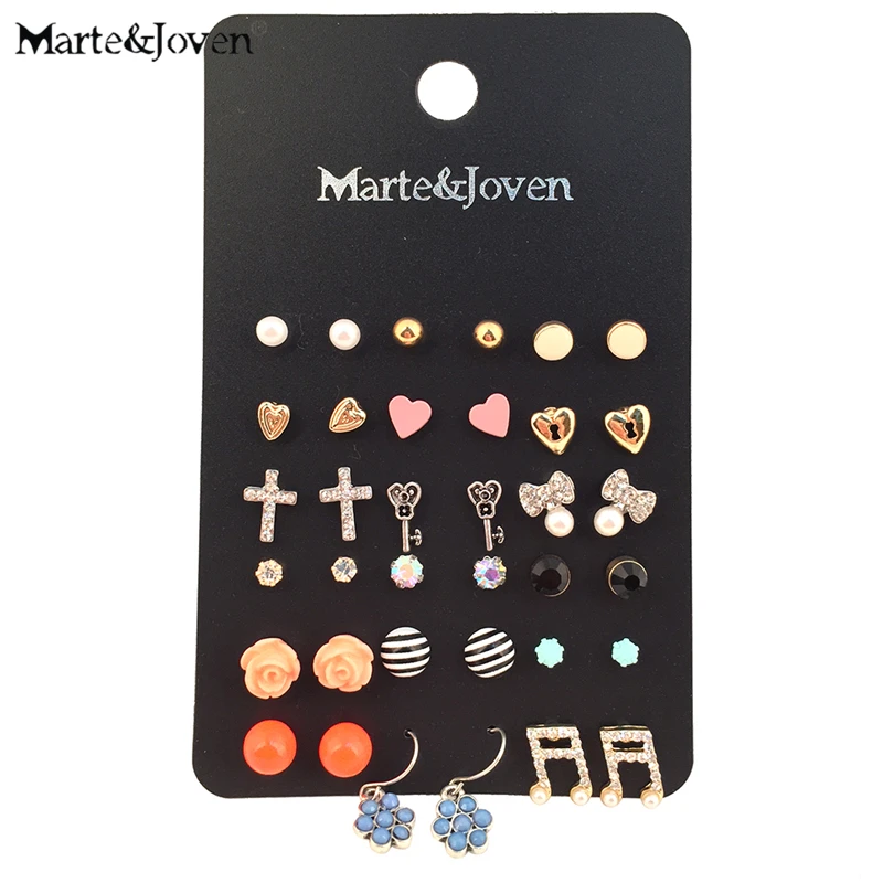 Набор серег гвоздей для женщин 18 пар/упак. набор сережек с разноцветными