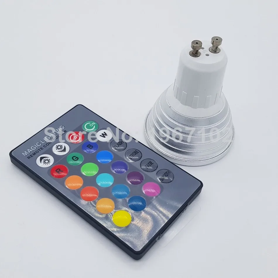 1 шт 5 Вт RGB светодиодный лампы GU10 AC85-265V затемняемое светодиодное пятно света 16 Цвета меняется с 24key ИК Rremote Управление праздничного декора