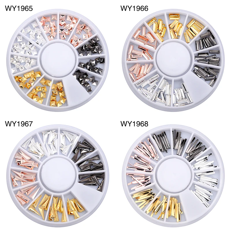 3D пустотелое украшение для ногтей металлические Смешанные формы золотой дизайн