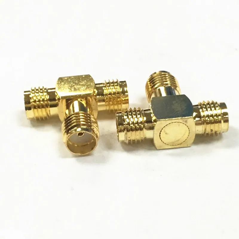 Тройной T type SMA 1 Female to 2 Double Jack Коннектор 3 коаксиальный адаптер из золотой и медной