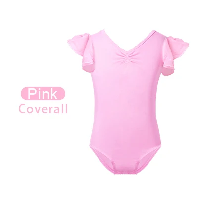 Pink Leotard Купальник для балета, танцев для девочек, детская одежда из хлопка Топ с шифоновой юбкой костюм с короткими рукавами с рукавами в тренировочная одежда для занятий гимнастикой - Цвет: Pink Leotard