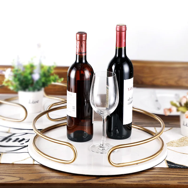 Металлическая дуговая ручка Белый Мраморный поднос европейская модель комнаты