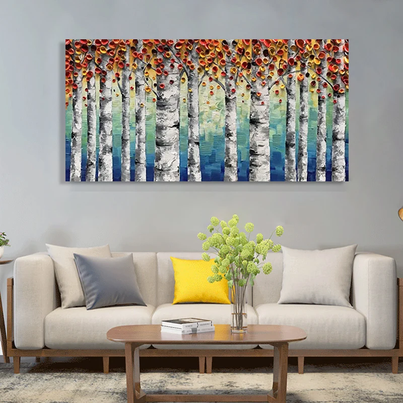 100% ручная роспись маслом березовый лес пейзаж холст картина Гостиная Спальня