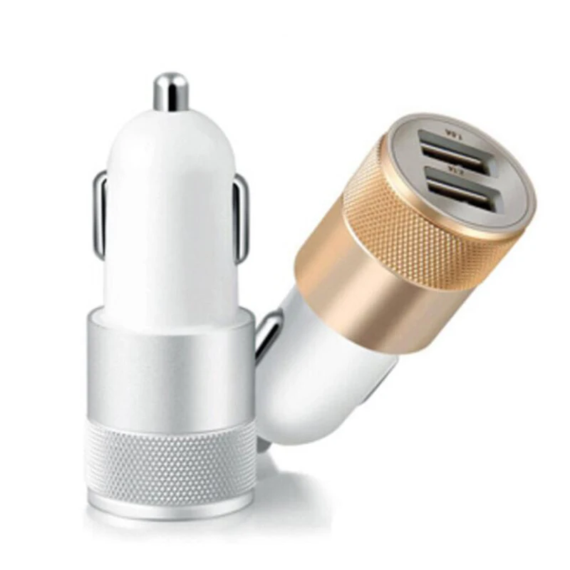 Универсальное автомобильное зарядное устройство USB металлическое плоское