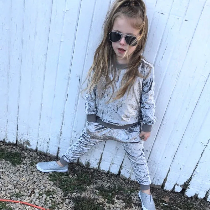 Spring Autumn Girls Clothes Set Baby Kid Velvet Long sleeve T-shirt+Pants Outfits Boys Costume Suit For Toddler Children | Детская