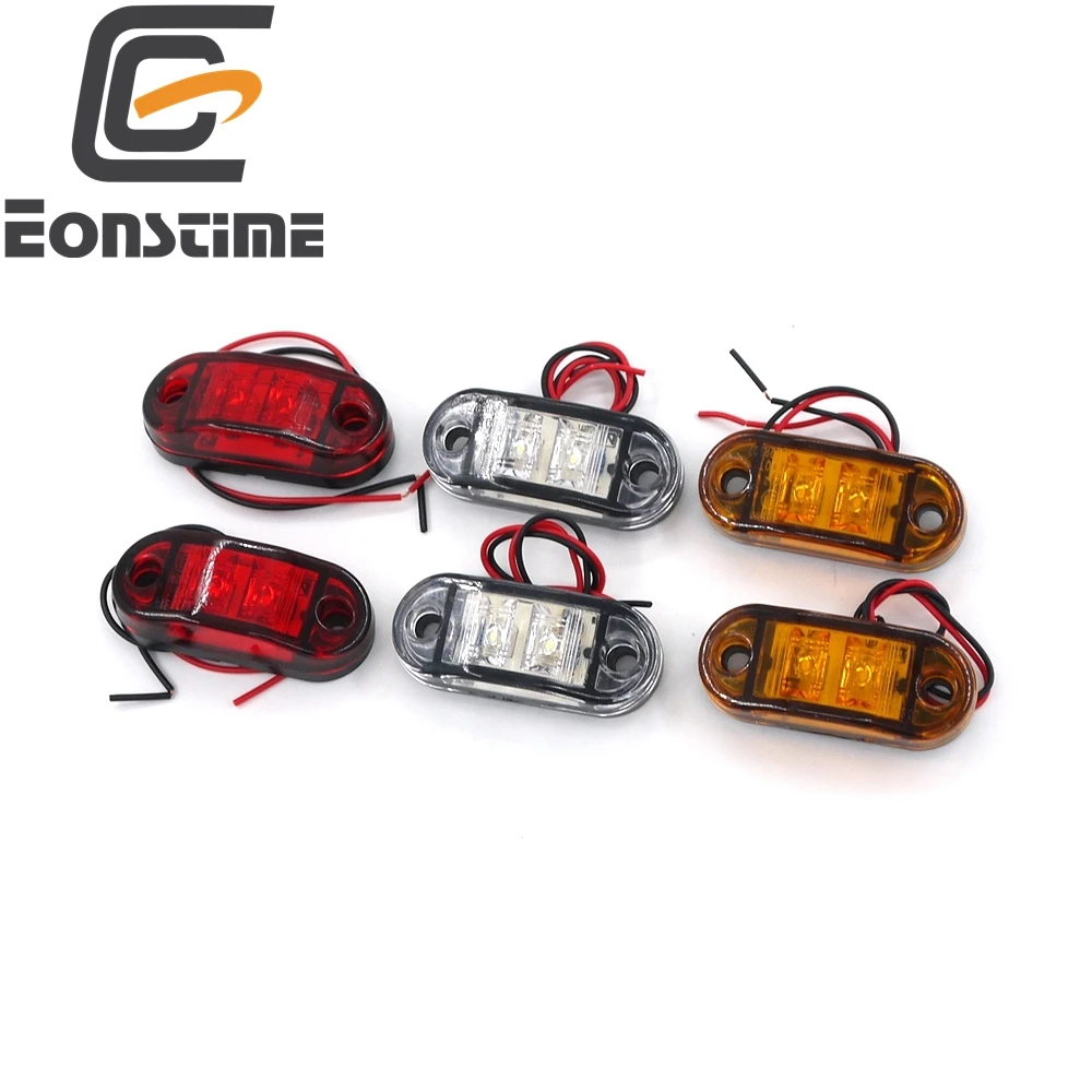 Eonstime 2 шт. 2LED Боковой габаритный фонарь светильник габаритный фонарь 12V 24V e-помечено автомобильный прицеп рабочими электрическими схемами E11 Водонепроницаемый IP68 цвета-красный, желтый, белый