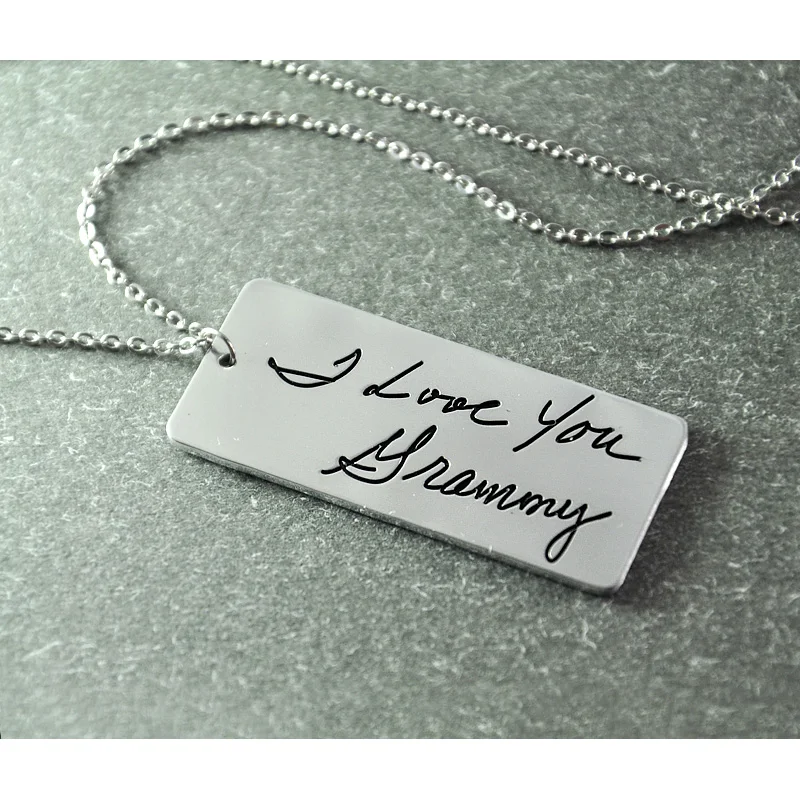 

Custom Handwriting necklace, Actual Hand Writing or Signature pendant, bar necklace, signature necklace,Custom Signature