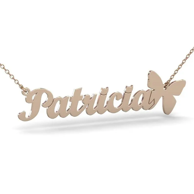 Custom Name Necklace With Butterfly Nameplate Jewelry Personalized Letter Necklaces Rose Gold Choker Collier BFF Bridesmaid Gift | Украшения