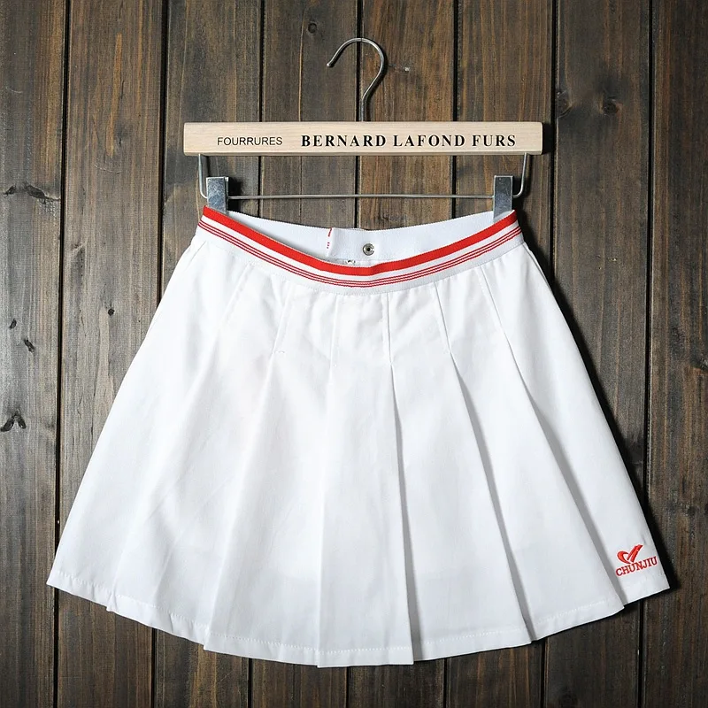 Летняя женская плиссированная теннисная юбка Спортивная Однотонная юбка-шорты