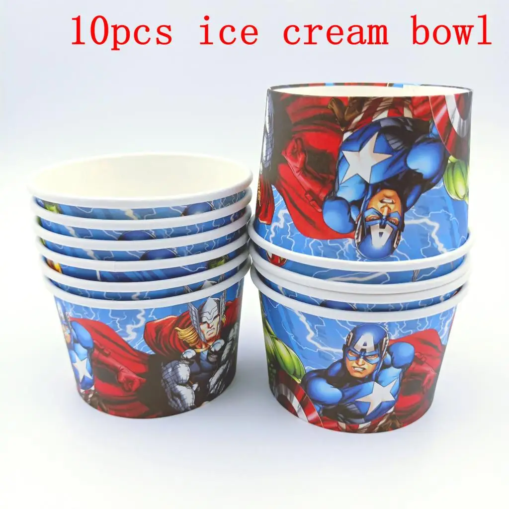 10 шт./лот чашки для мороженого Мстители Детские принадлежности дня рождения